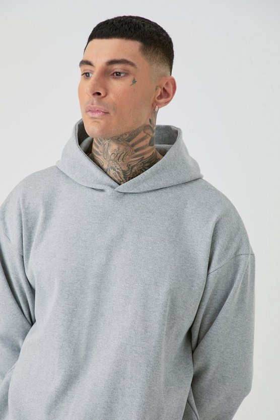Tall gerippter Oversize Hoodie