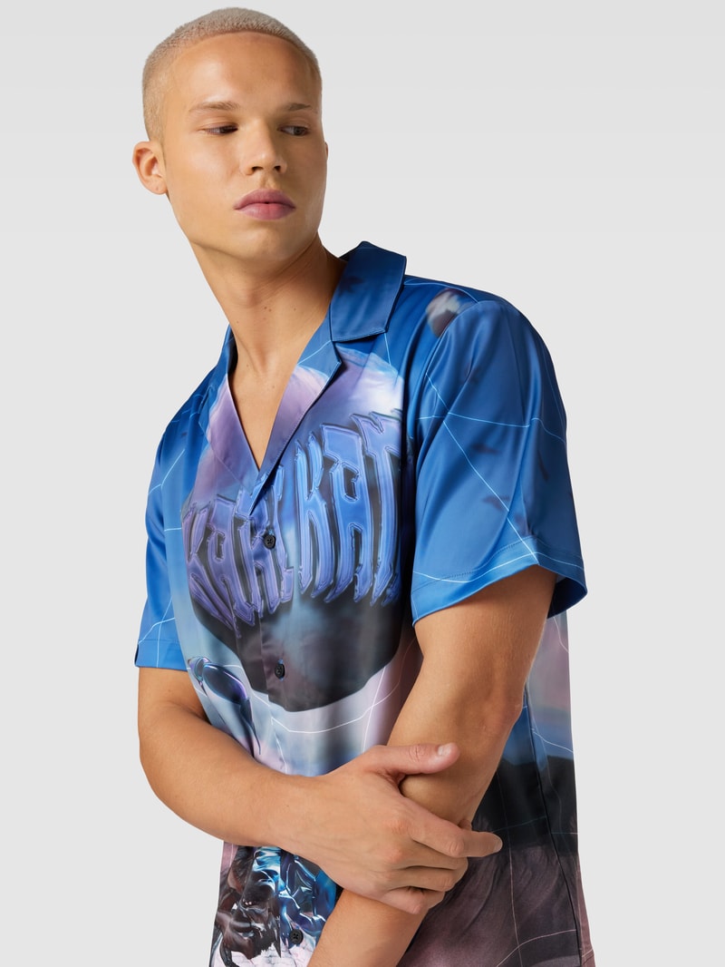 Regular Fit Freizeithemd mit Allover-Muster in blau