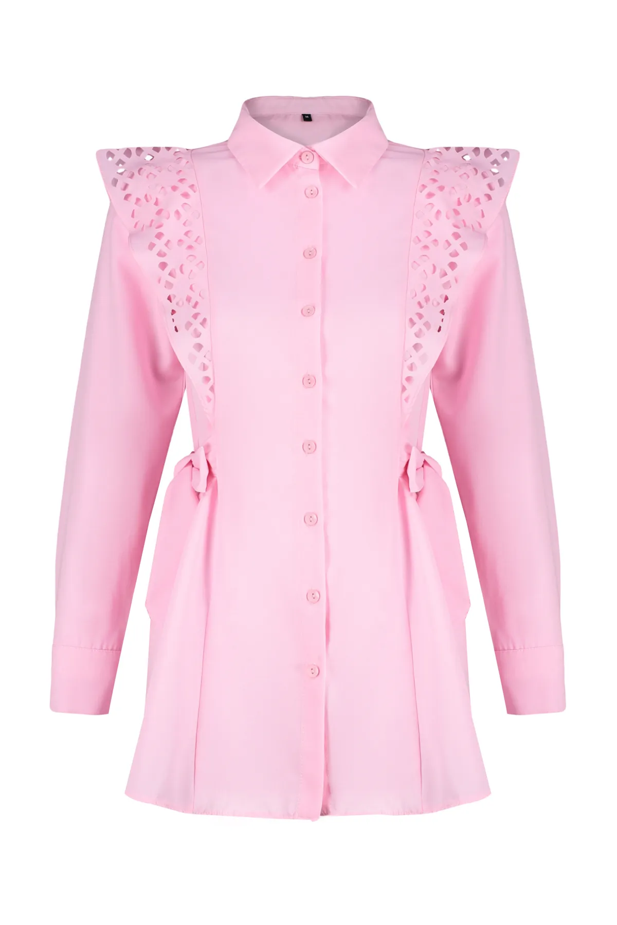 Trendyol Modest  Hellrosa besticktes Hemd aus Baumwollgewebe TCTSS24TG00004