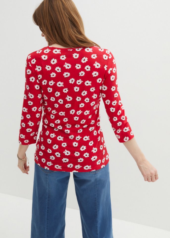 Shirt in Wickeloptik mit ¾-Arm