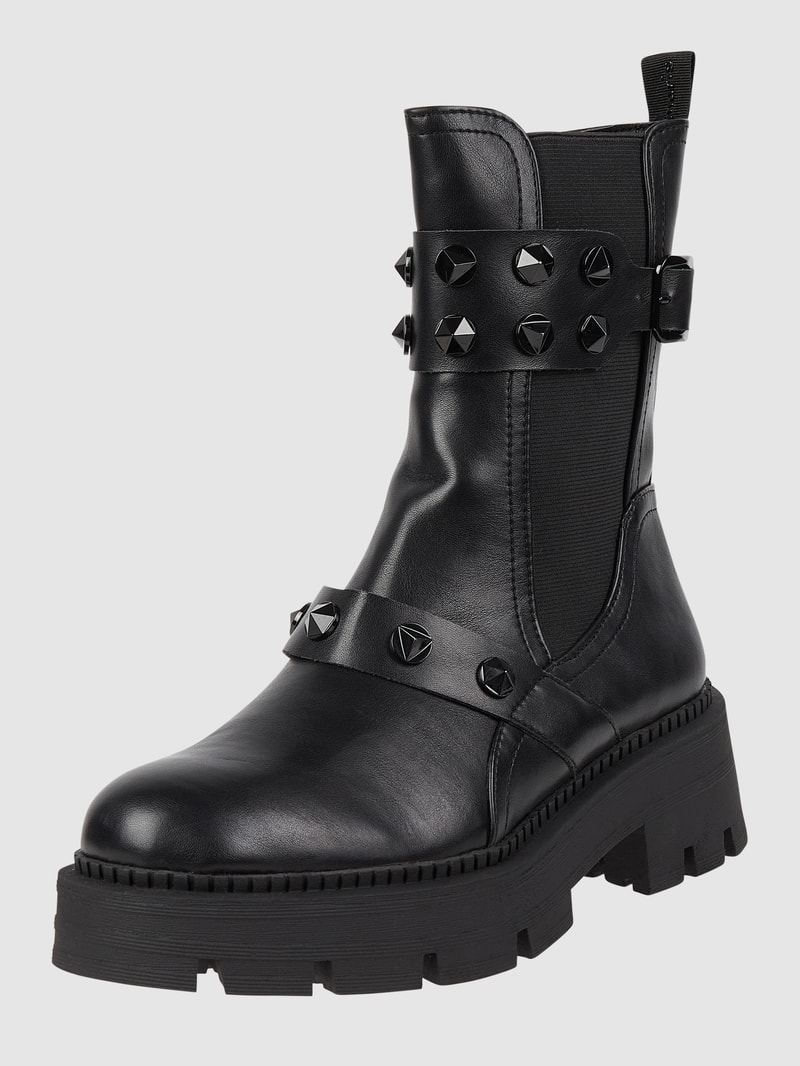 Boots in Leder-Optik in schwarz