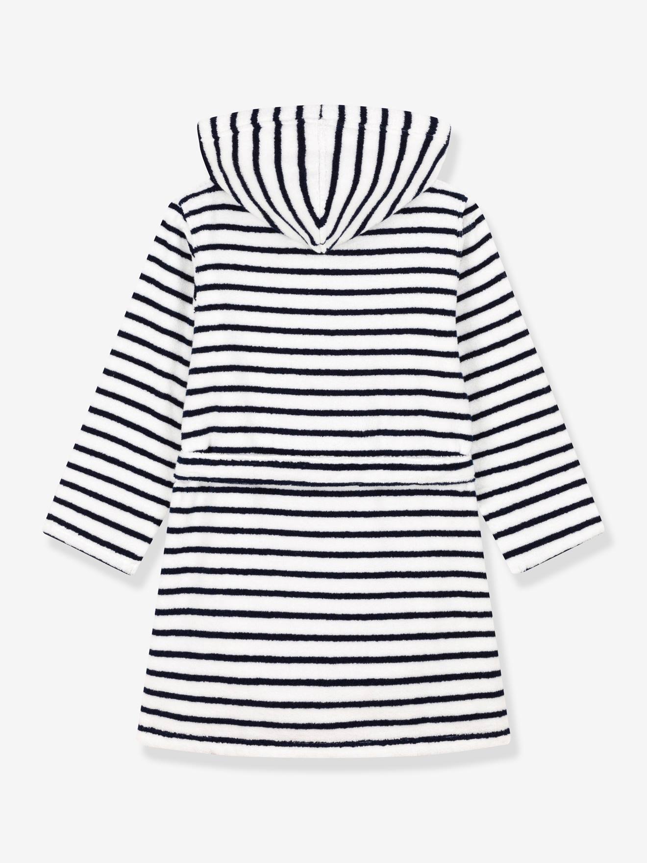 Peignoir rayé en éponge PETIT BATEAU blanc imprimé