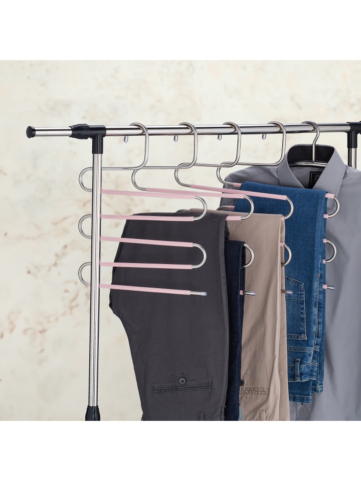 relaxdays 4 x Mehrfach-Hosenbügel in Silber/ Rosa günstig kaufen onesize