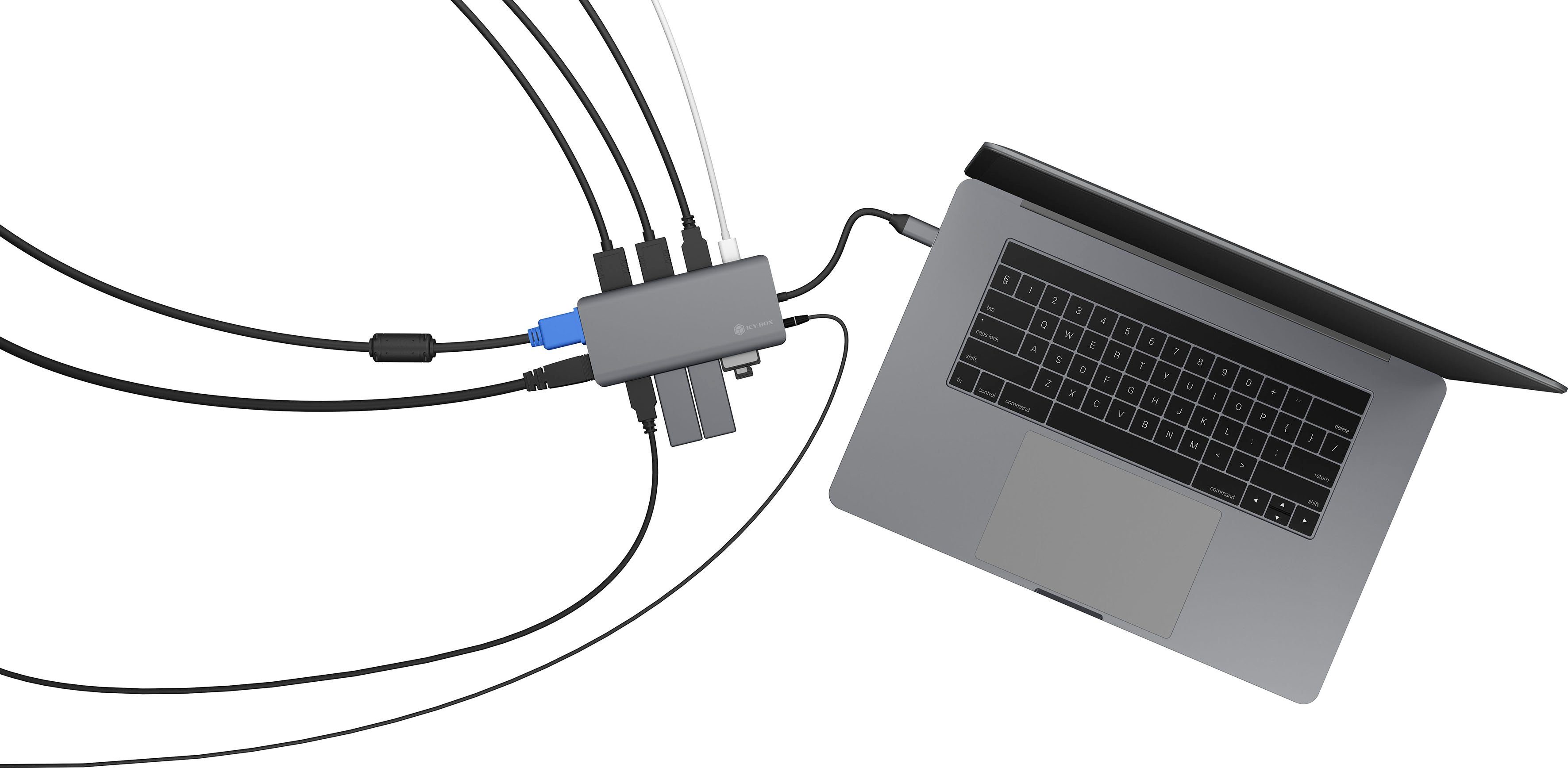 ICY BOX Laptop-Dockingstation ICY BOX 12-in-1 Notebook/PC Dock USB Type-C, PD 100 W
