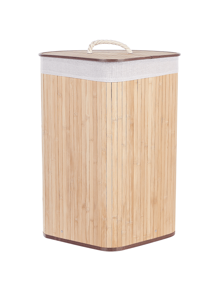 Beliani Wäschekörbe MATARA in Heller Holzfarbton/Weiß - (W) 60 x (H) 60 x (L) 35 cm günstig kaufen onesize