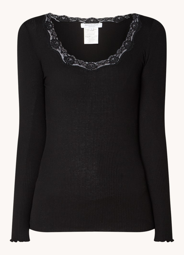 Camicia a maniche lunghe Rosemunde Babette in misto seta con dettagli in pizzo