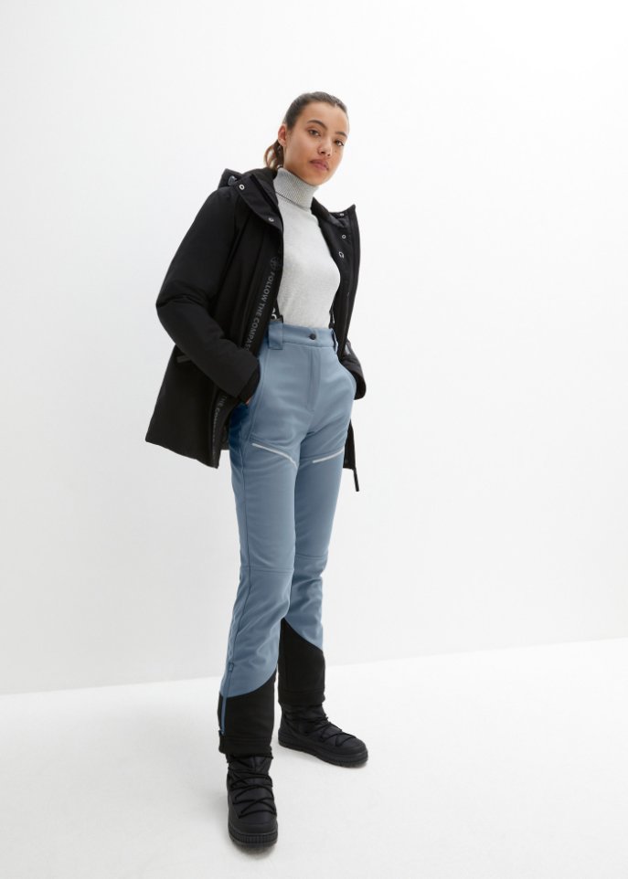 Wasserabweisende Funktionshose aus Softshell mit Stretch, gerade geschnitten