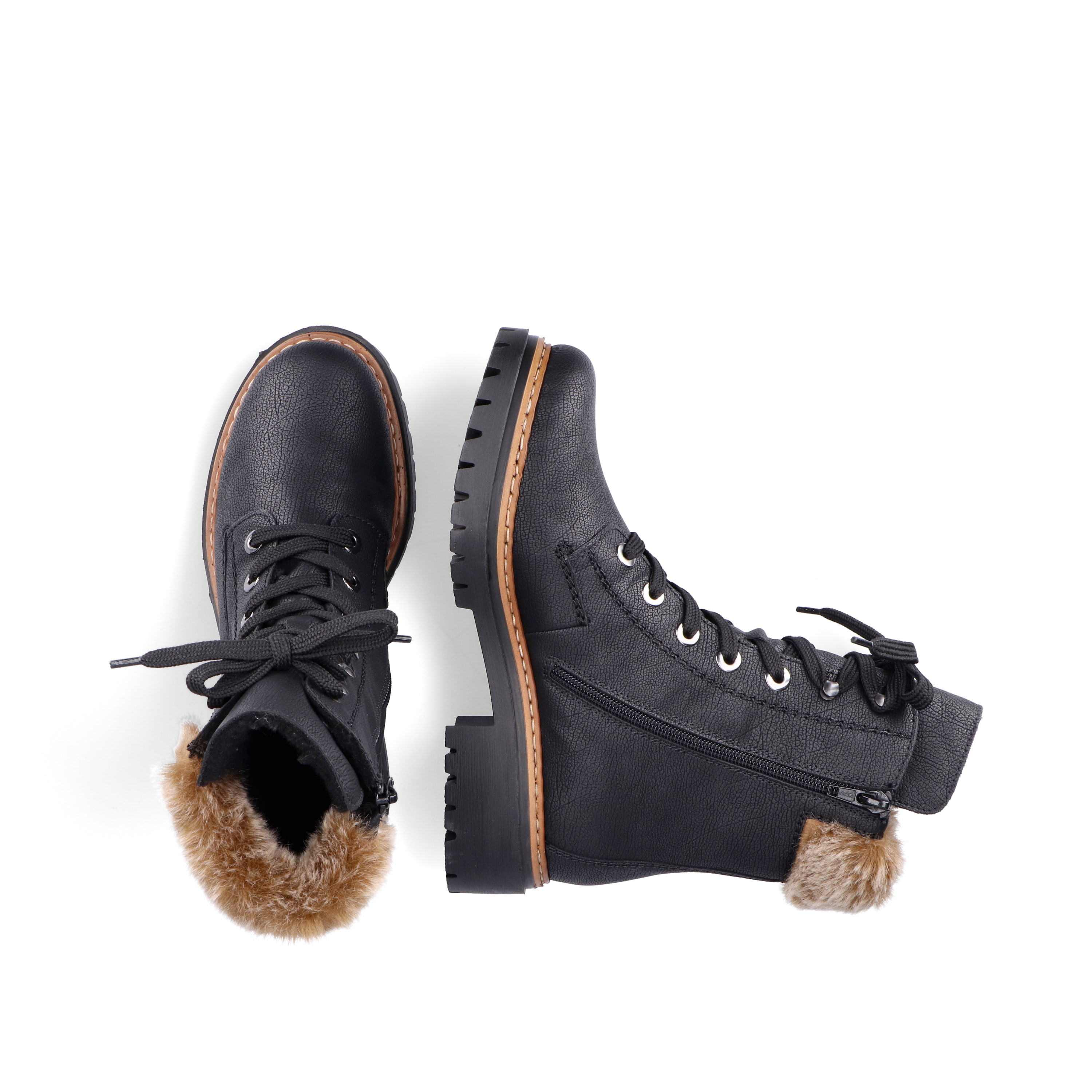 Rieker Damen Schnürstiefel tiefschwarz