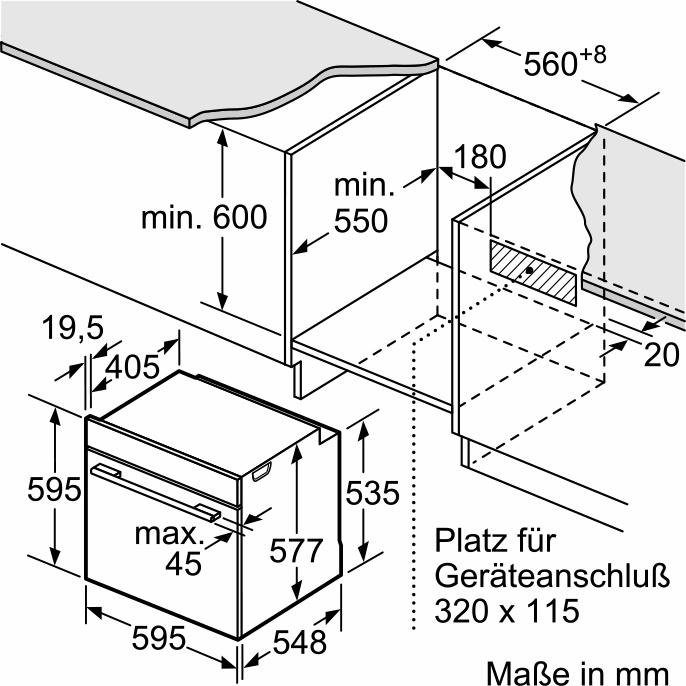 BOSCH Pyrolyse Backofen Serie 8 HBG675BS1, mit Teleskopauszug nachrüstbar, Pyrolyse-Selbstreinigung, mit AutoPilot