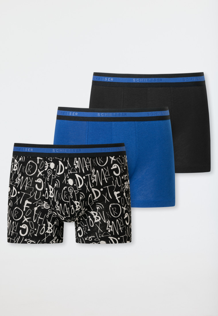 Shorts 3er-Pack Organic Cotton dunkelblau/blau/gemustert - 95/5