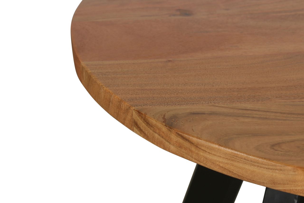 byLiving LARA Couchtisch, Breite 75 cm, Akazie natur lackiert, Metall schwarz pulverbeschichtet