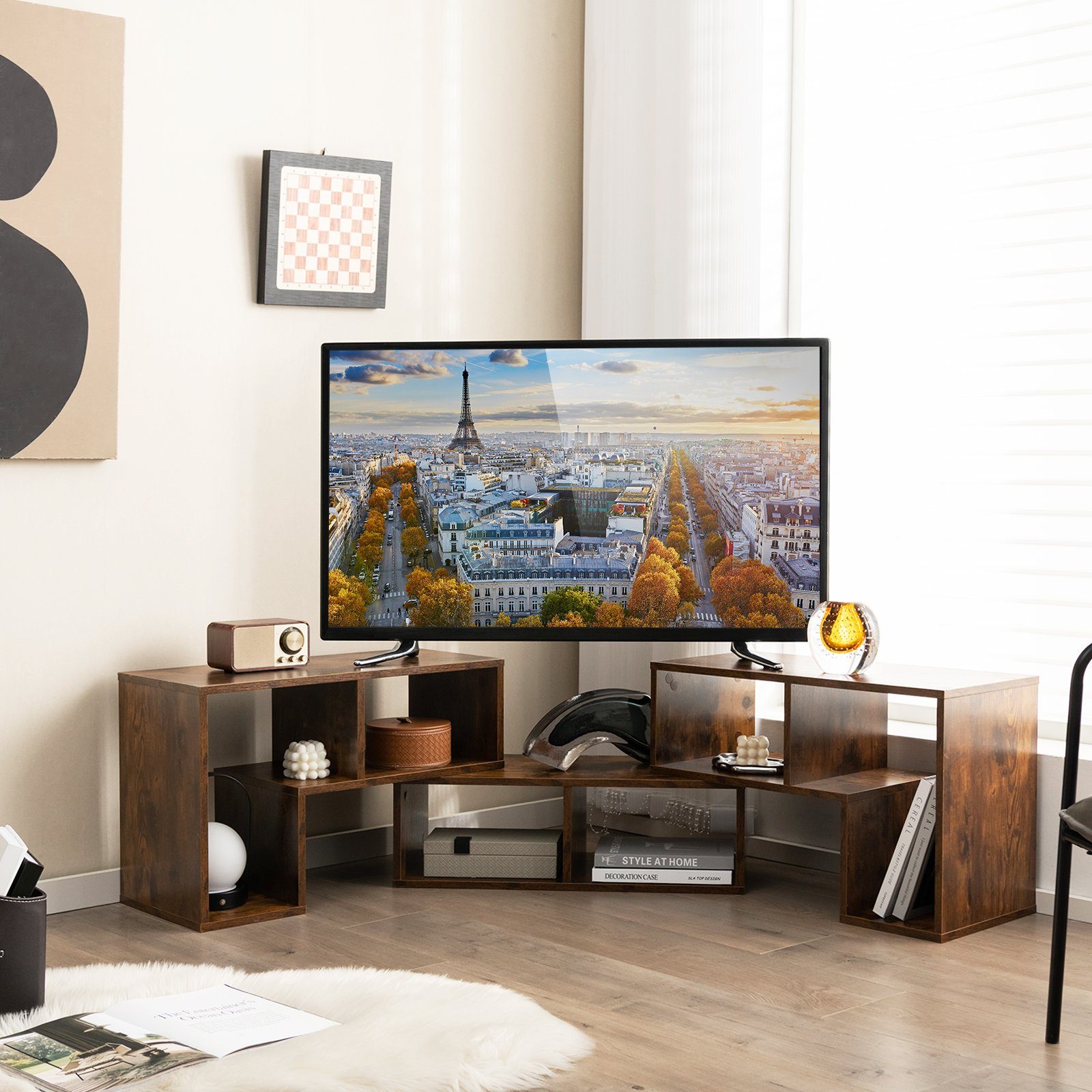 COSTWAY TV-Schrank Lowboard 3-teilig, Frei Kombinierbar, für TVs bis zu 65