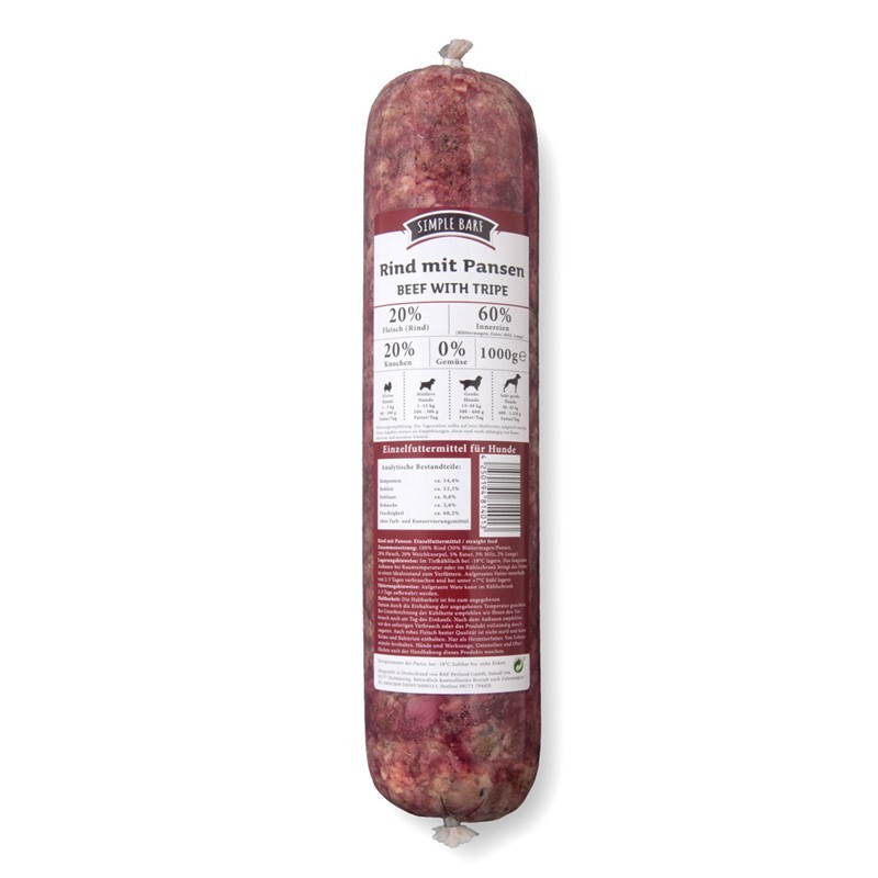 Simple BARF BARF/ Frostfutter Simple BARF Rind mit Pansen 24x1 kg