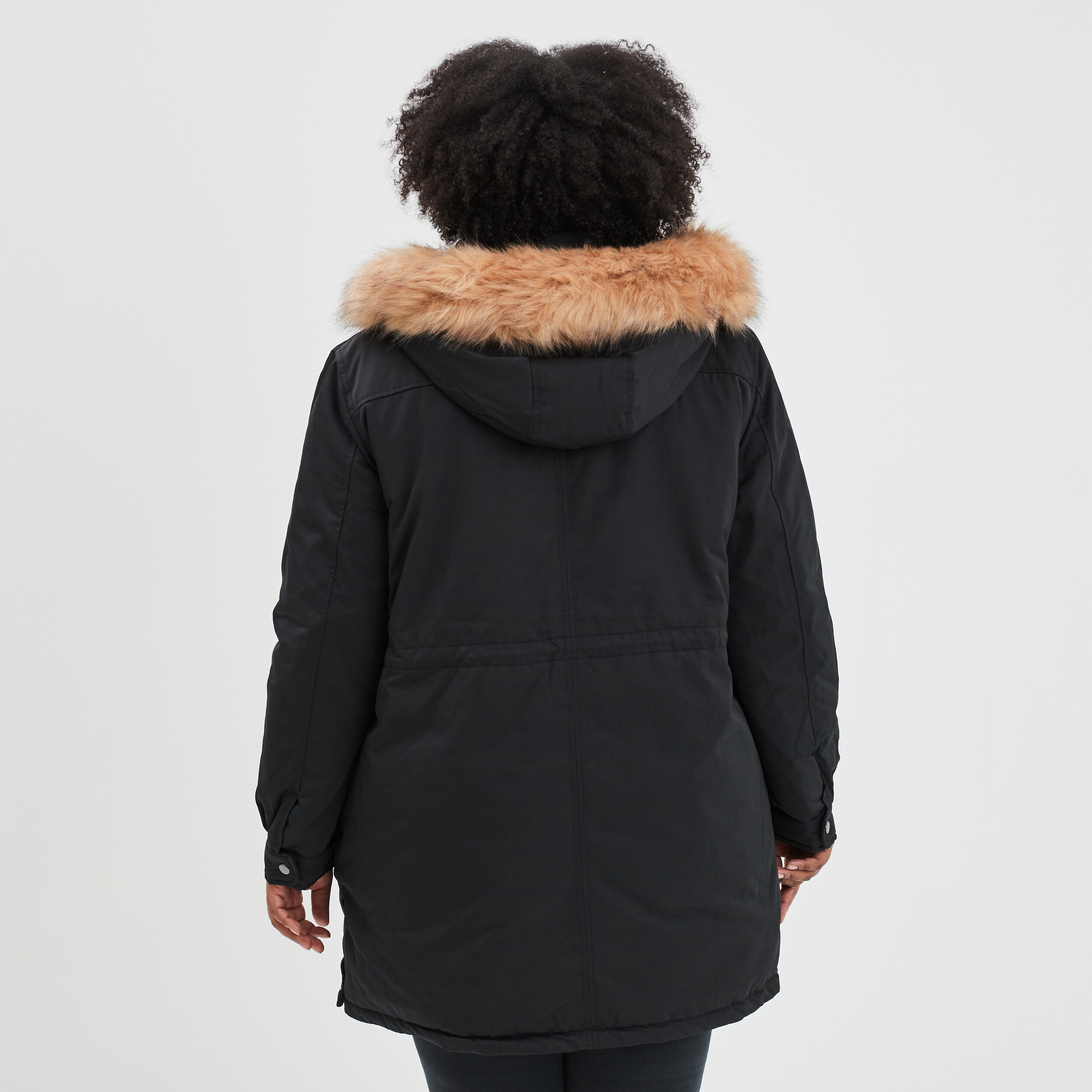 Parka à capuche bordure fourrure noir femme grande taille | La Halle