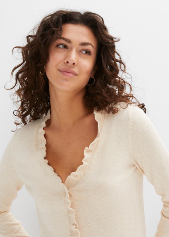 Strickjacke mit Rüschenkragen
