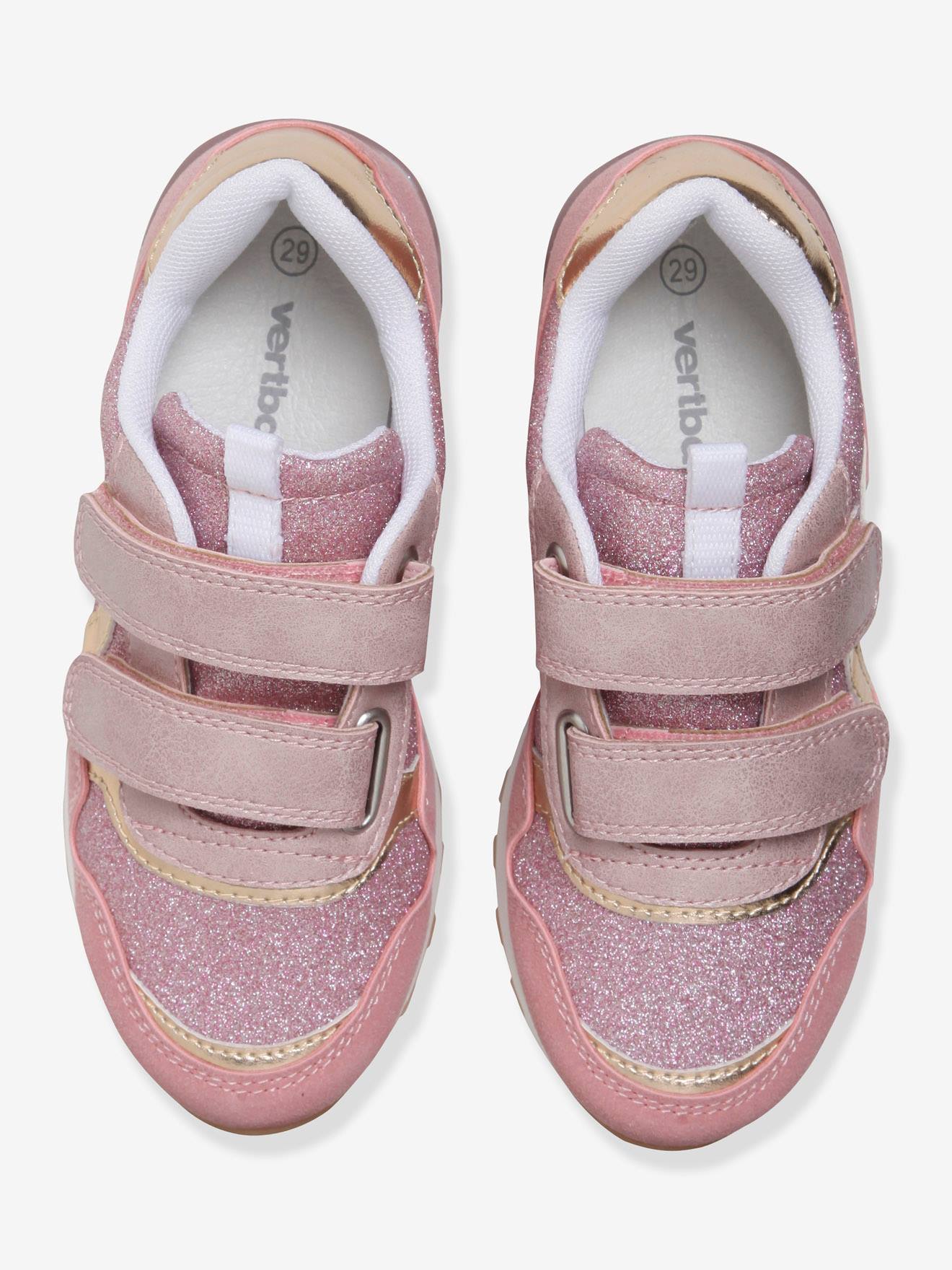 Baskets scratchées fille esprit running rose clair