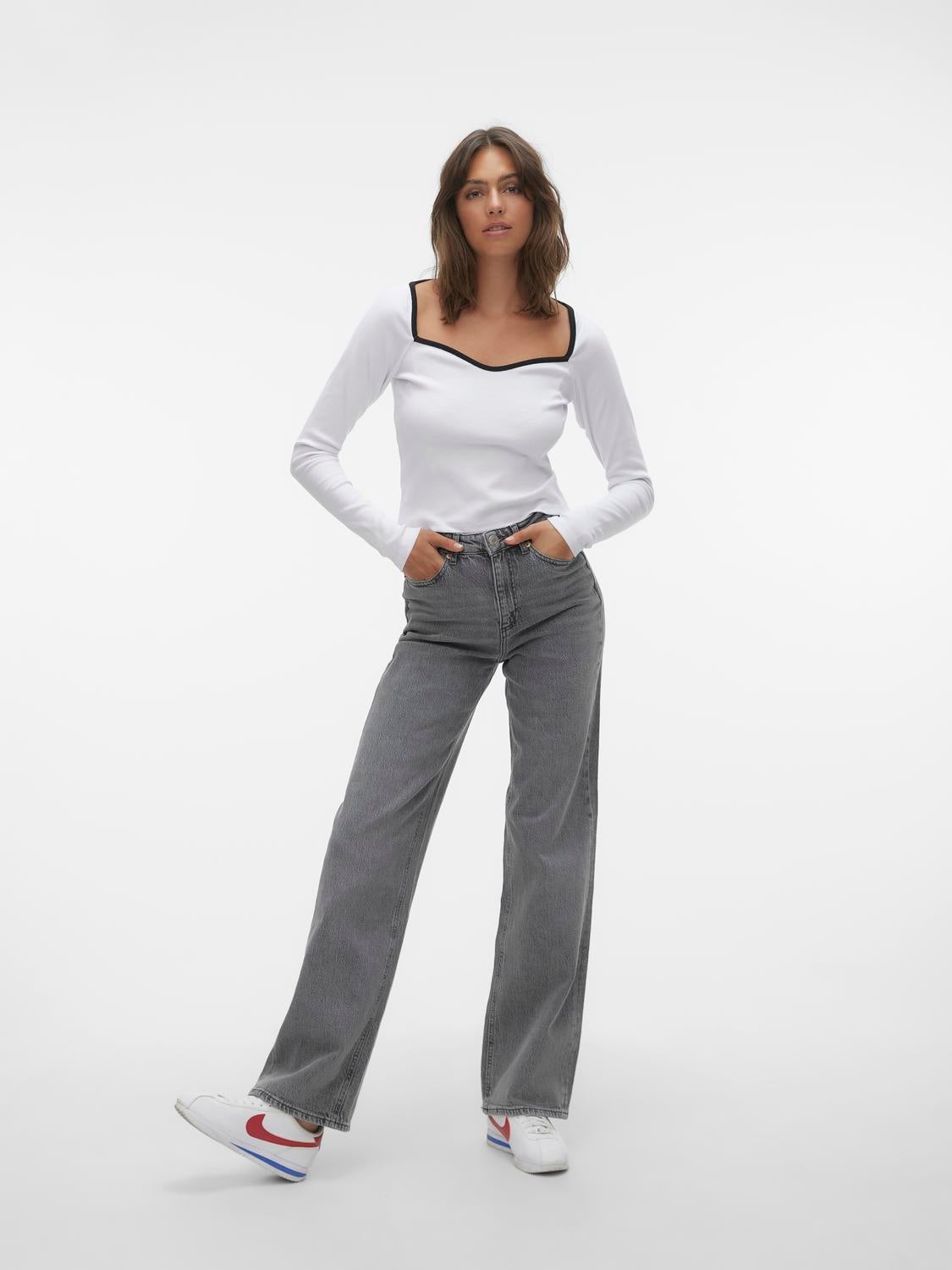 VMTESSA Hohe Taille Weit geschnitten Jeans