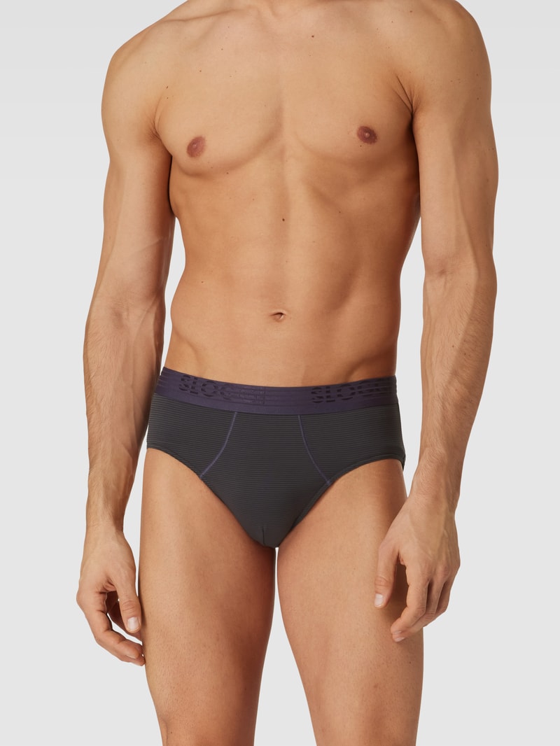 Slip mit Streifenmuster im 2er-Pack in schwarz