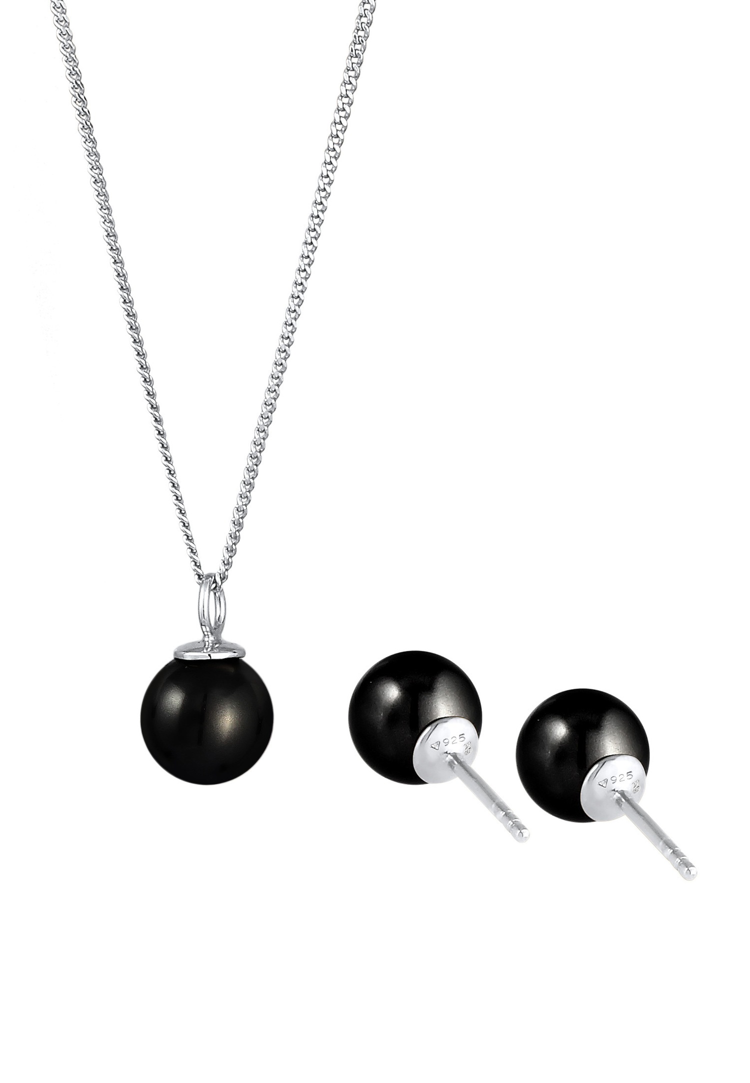 Nenalina ženski set nakita, ogrlica i naušnice, oklopljeni lančić, sintetički biseri, 925 sterling srebro, večernja moda, 45 cm