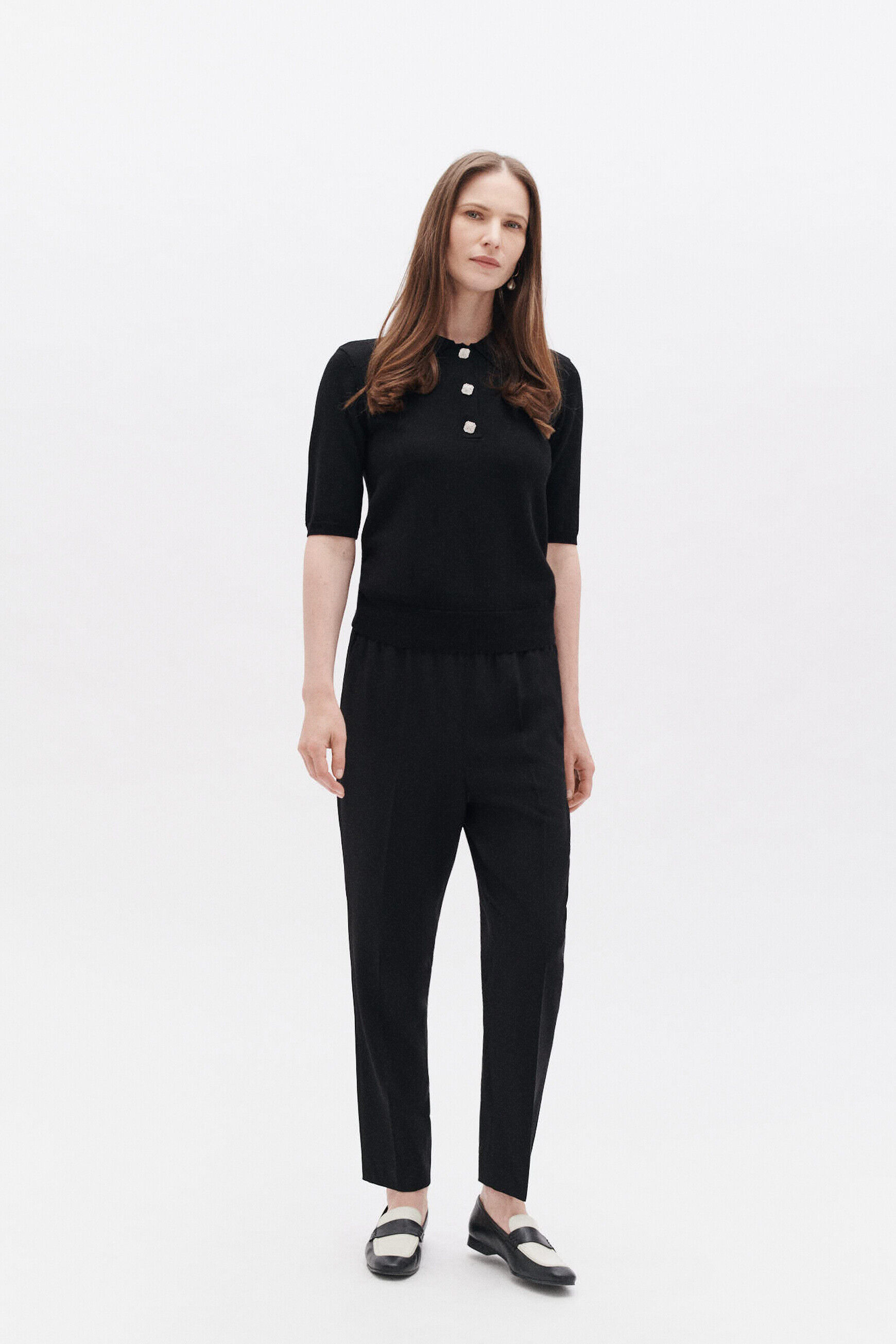 Pantalon pline noir femme