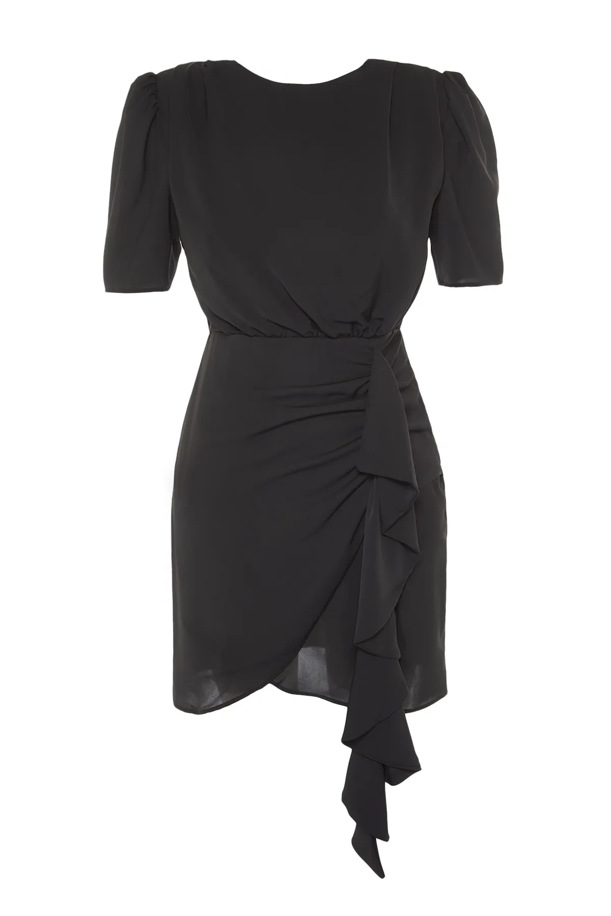 Trendyol Collection  Schwarzes, detailliertes Abendkleid mit Raffungen TPRSS22EL2634