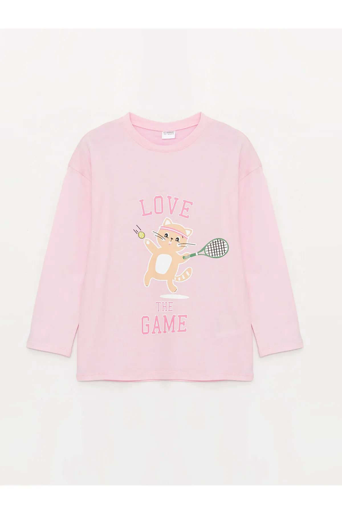 LC Waikiki  Bedrucktes Langarm-Pyjama-Set für Mädchen mit Rundhalsausschnitt