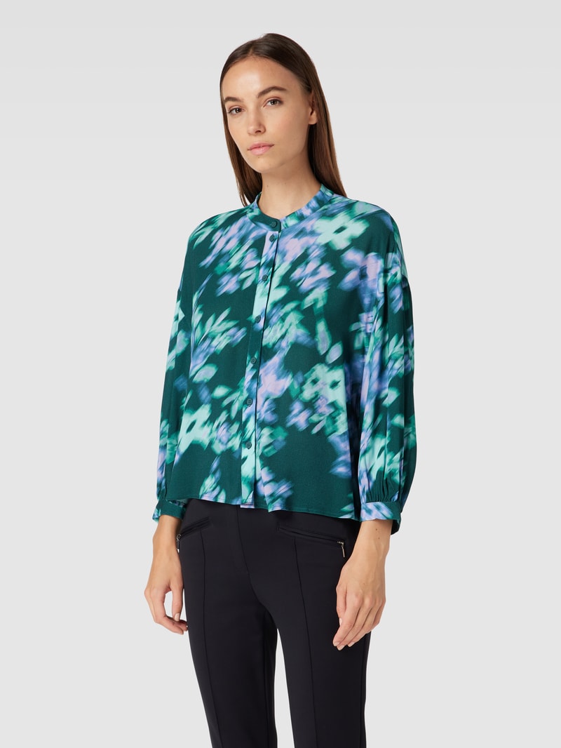 Bluse mit Allover-Print in dunkelblau