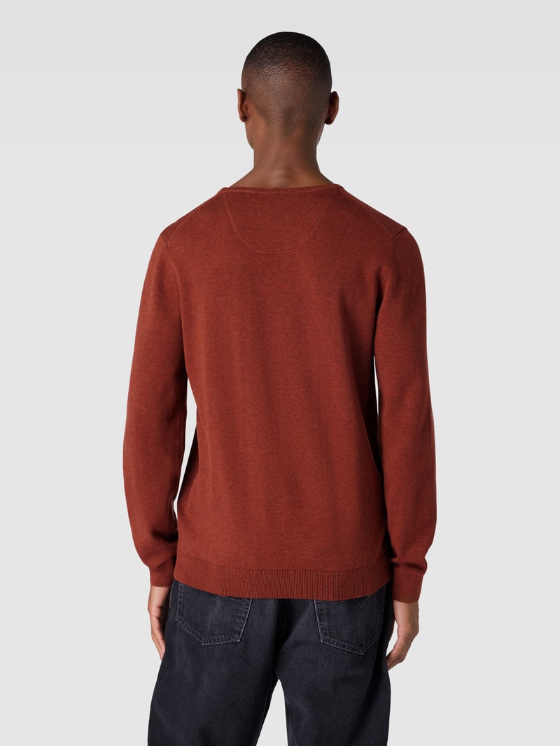 Strickpullover mit Label-Stitching Modell 'BASIC' in offwhite