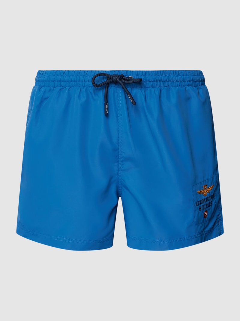 Badeshorts mit Label-Stitching Modell 'COSTUME' in royalblau