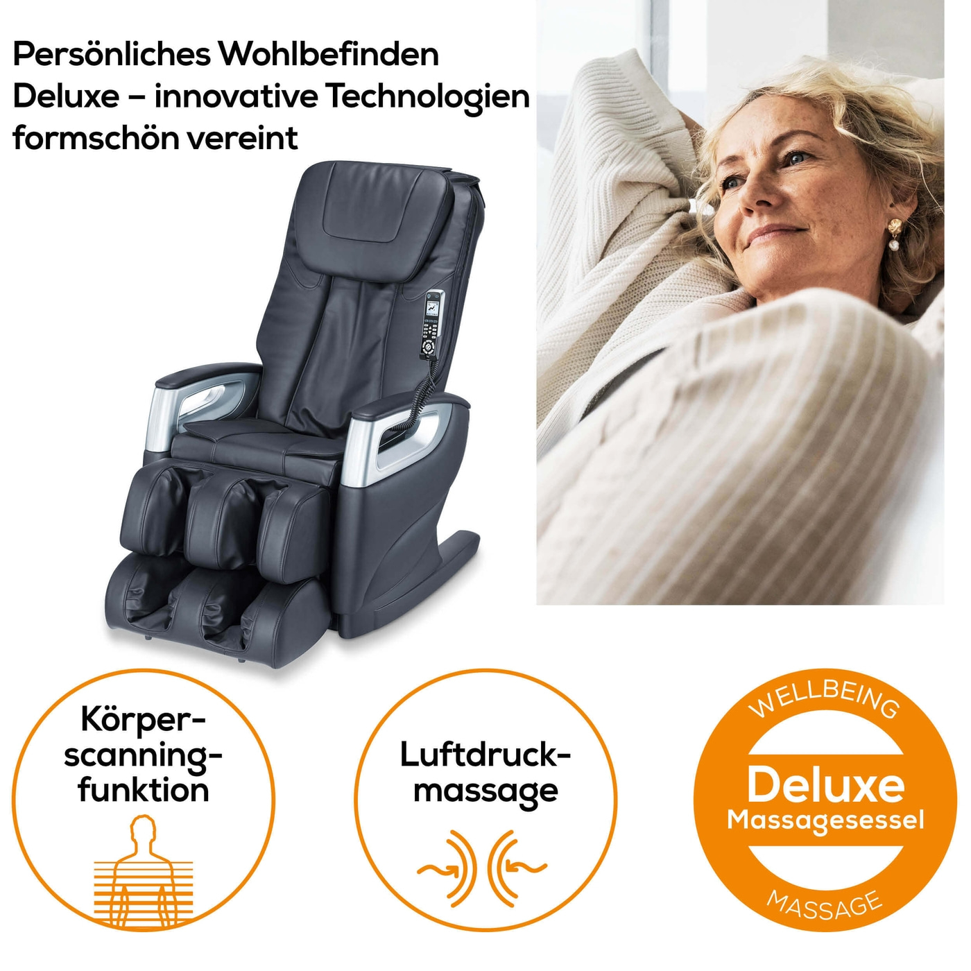 Beurer Shiatsu-Massagesessel MC 5000 HCT-deluxe-Ganzkörpermassagesessel mit 5 individuell wählbaren Massagearten & Körperscanning