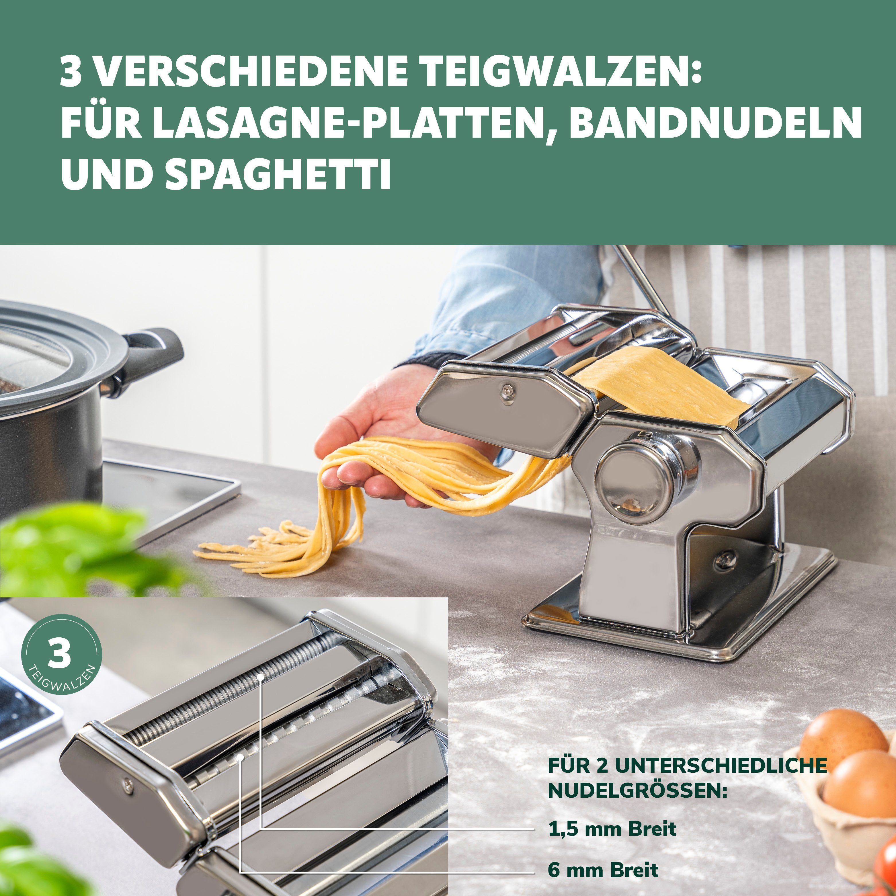 bremermann Nudelmaschine bremermann Nudelmaschine Edelstahl hochglanz - für Spaghetti, Pasta