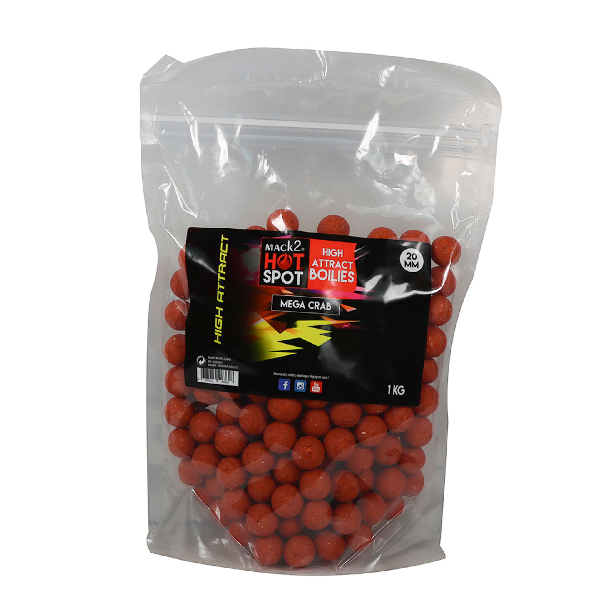 Bouillettes Mack2 High Attract Mega Crab 20mm 1kg
