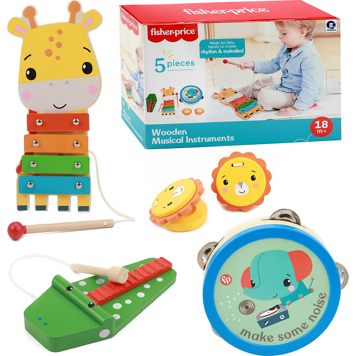 FISHER-PRICE Holz-Musikinstrumente, 5 Teile