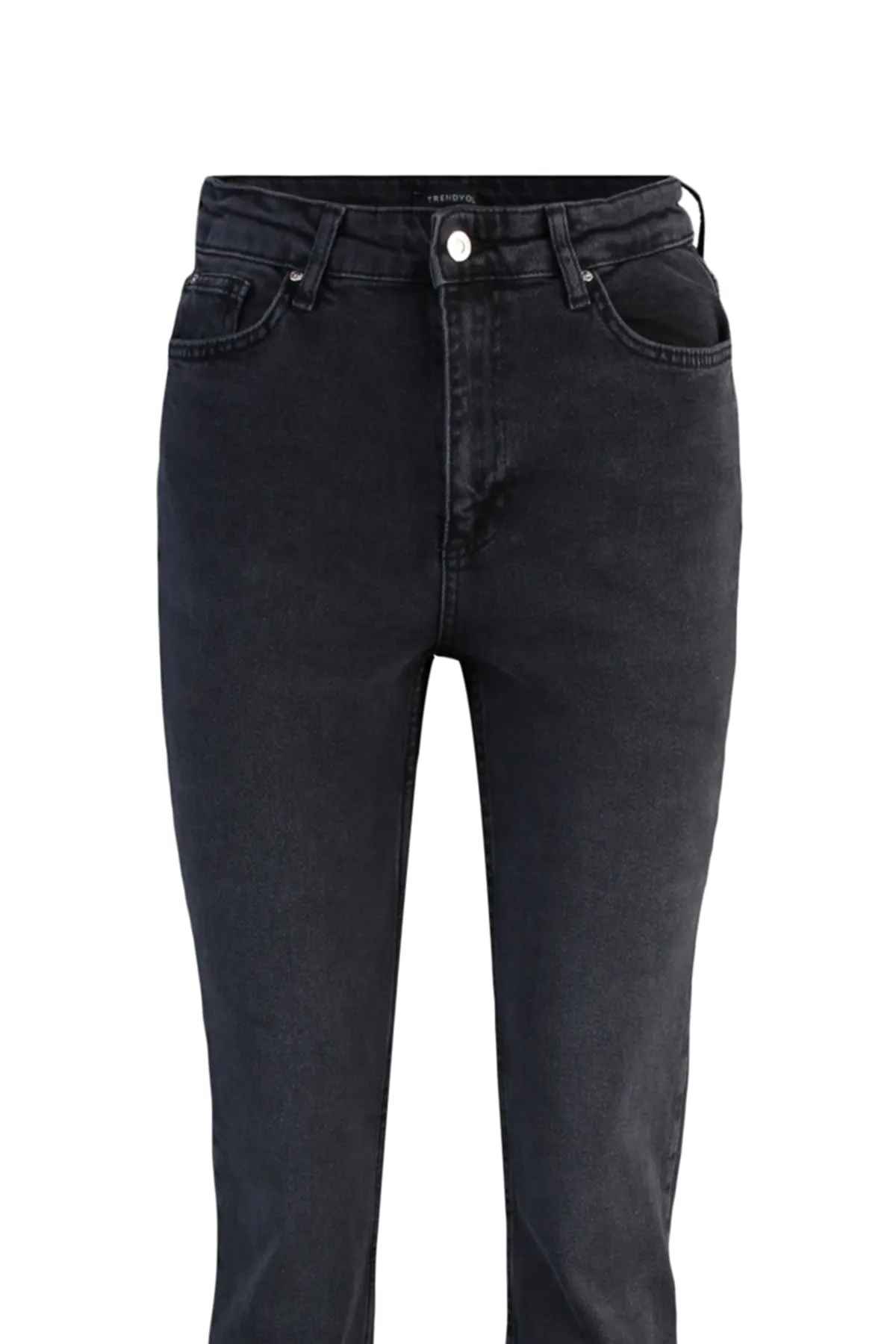 Trendyol Collection  Schwarze, nachhaltigere Bootcut-Jeans mit hoher Taille TWOAW23JE00353