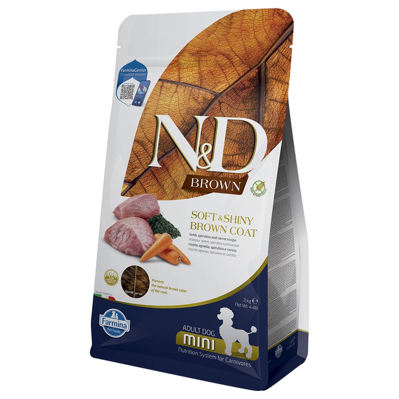 N&D Dog Brown Adult Mini Lamm, Karotte und Spirulina