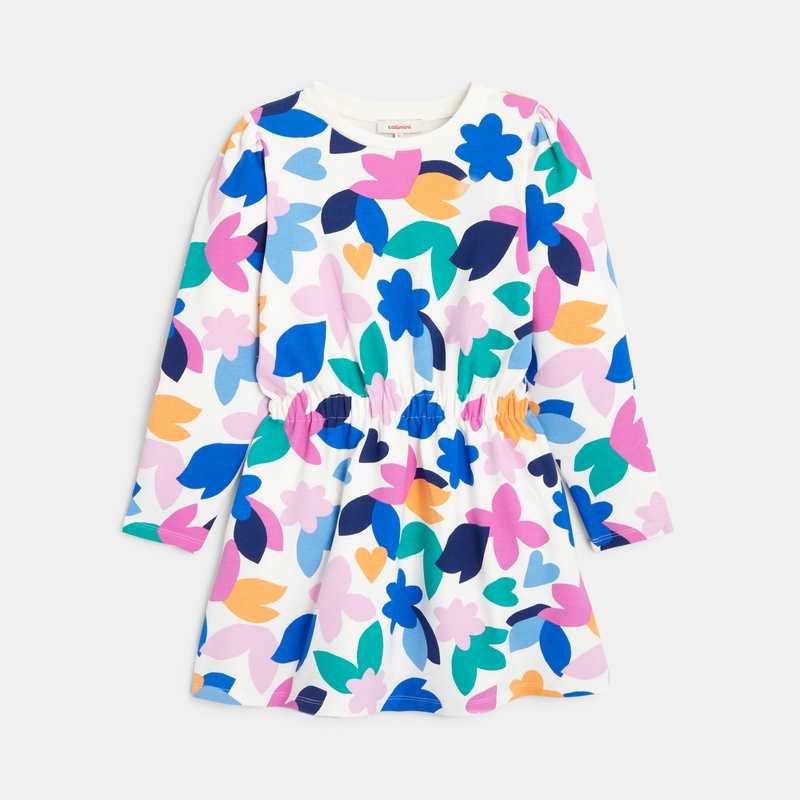 Robe fille molleton motif fleuri blanche Catimini