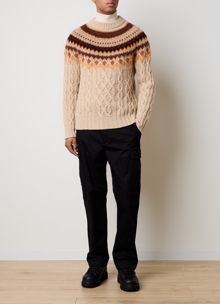 Moncler Cable-knit sweater in virgin wool with knitted-in pattern
