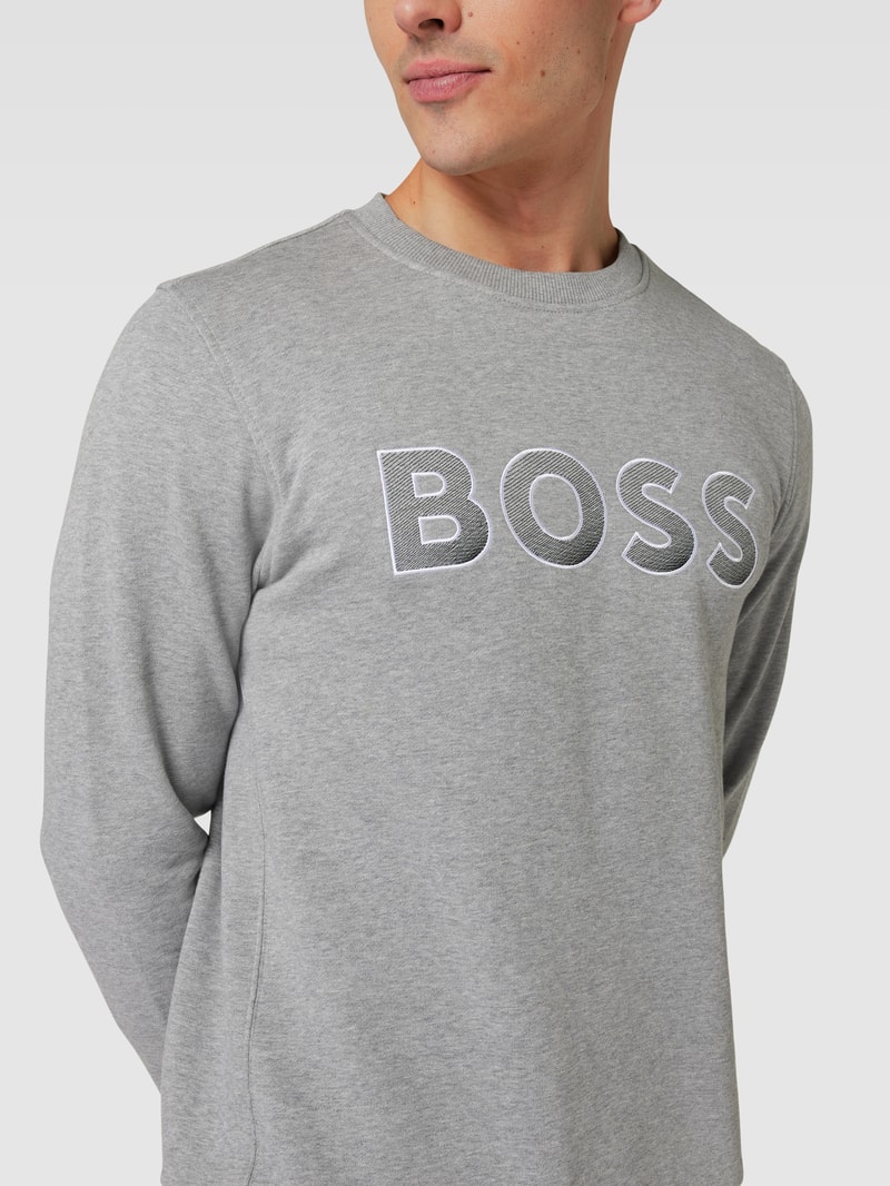 Sweatshirt mit Label-Stitching Modell 'Salbo' in hellgrau