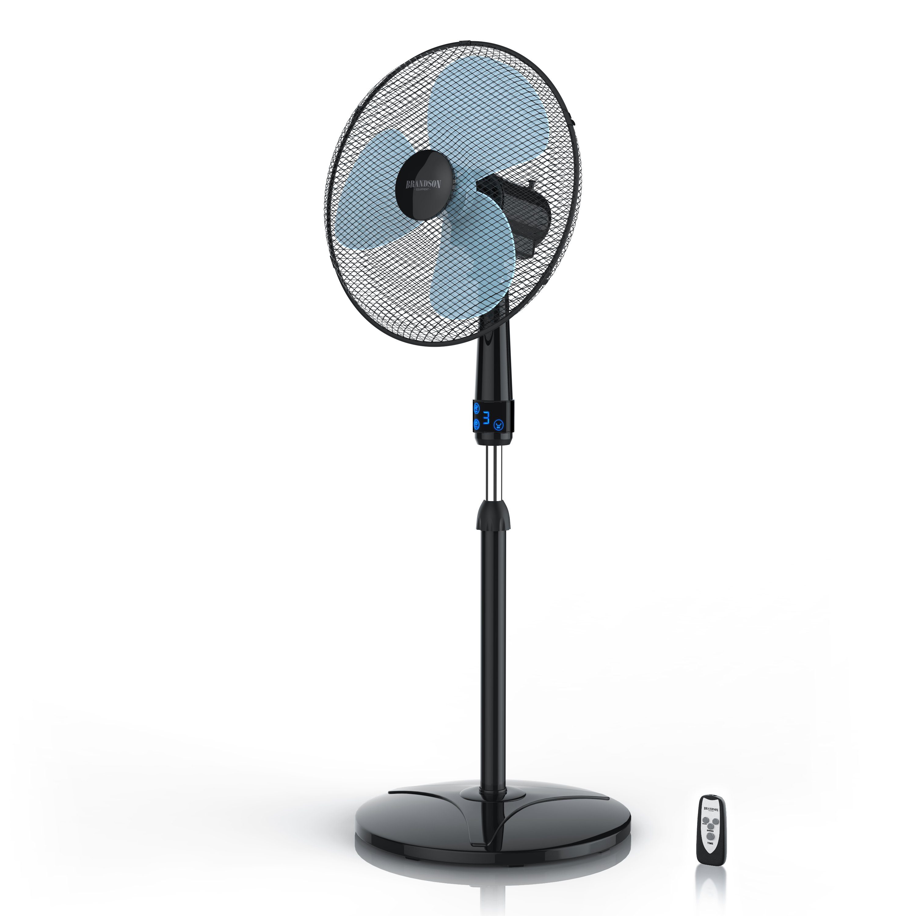 Brandson Standventilator, 40,5 cm Durchmesser, Fernbedienung, leise, Höhe & Neigung verstellbar, Oszillation, 50W