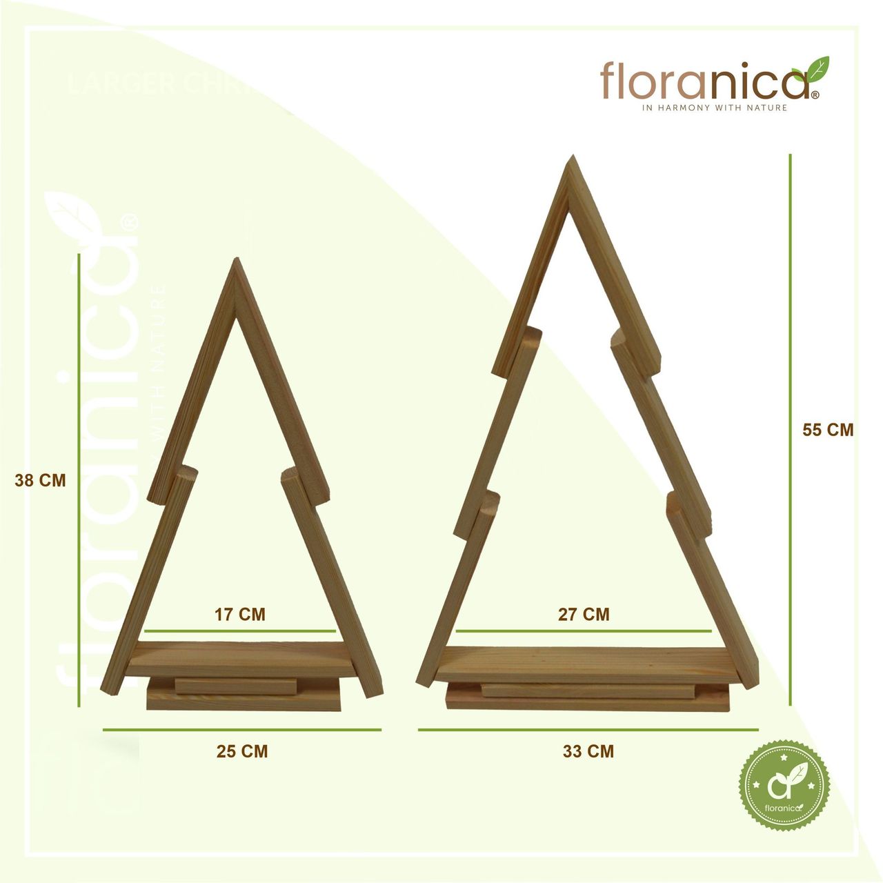 Pemicont Floranica Tannenbaum 2er-Set aus Kiefernholz Holztannenbäume - Braun