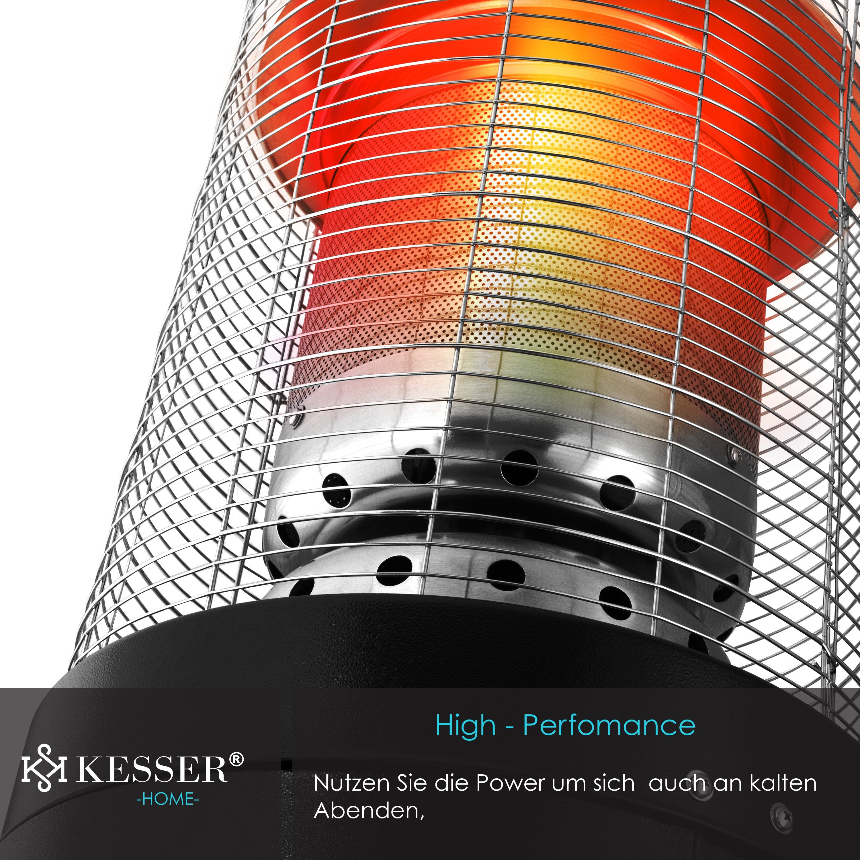 KESSER Heizstrahler, 10000 W, Gas KE12 Heizpilz Heizer für Terrasse Terrassenheizer Gasheizstrahler