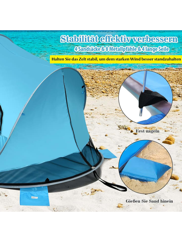 COSTWAY Pop Up Zelt 190T silberbeschichtet UPF50  in Blau günstig kaufen onesize