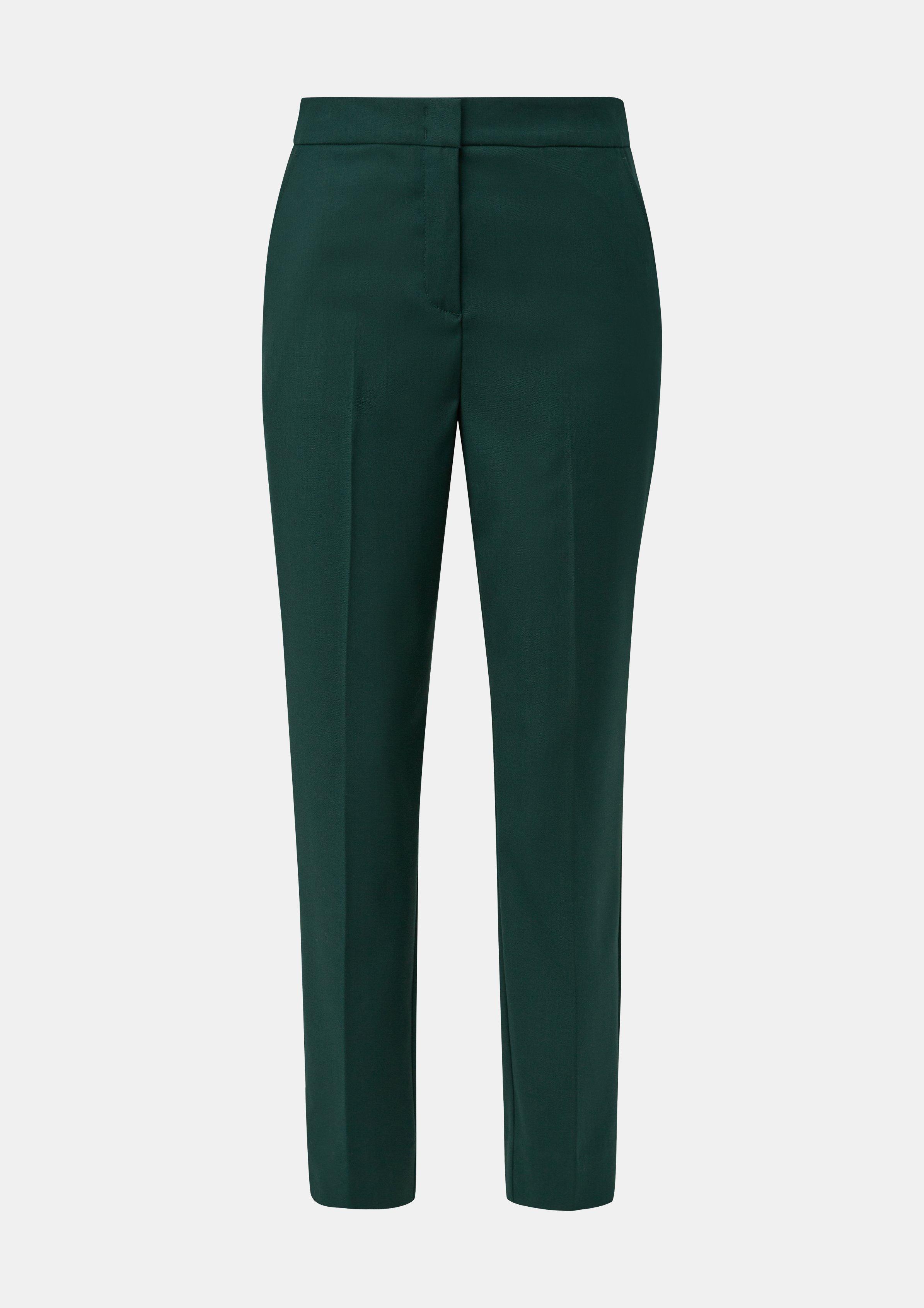 Slim: Twillhose mit Bügelfalten - tannengrün