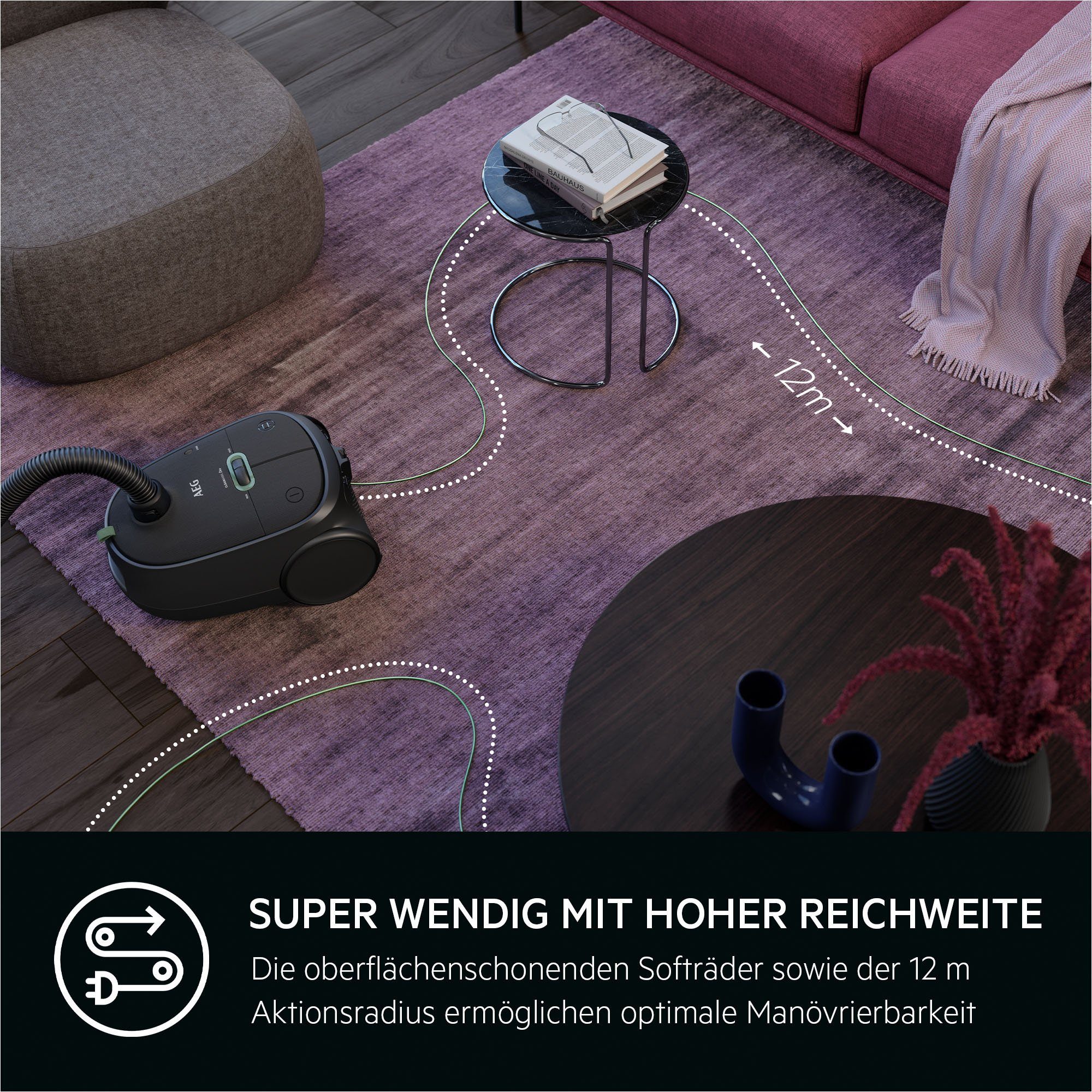 AEG Bodenstaubsauger CLEAN 6000 ÖKO (AB61C2ÖKO), 850 W, mit Beutel, hohe Saugleistung, inkl. Zusatzdüsen, 65 % Recyclingkunststoff