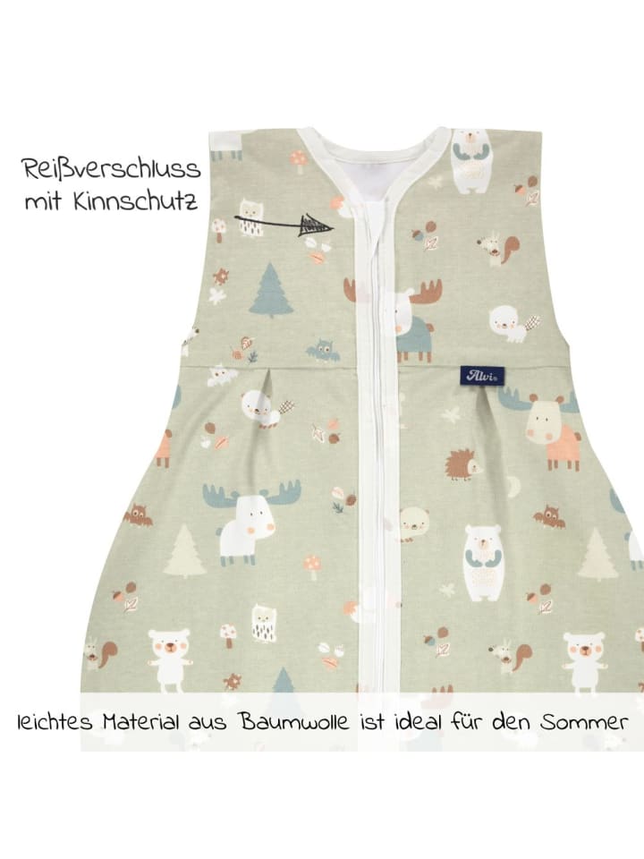 Alvi Sommer-Kugelschlafsack Molton Light - Baby Forest - in grau,motiv günstig kaufen
