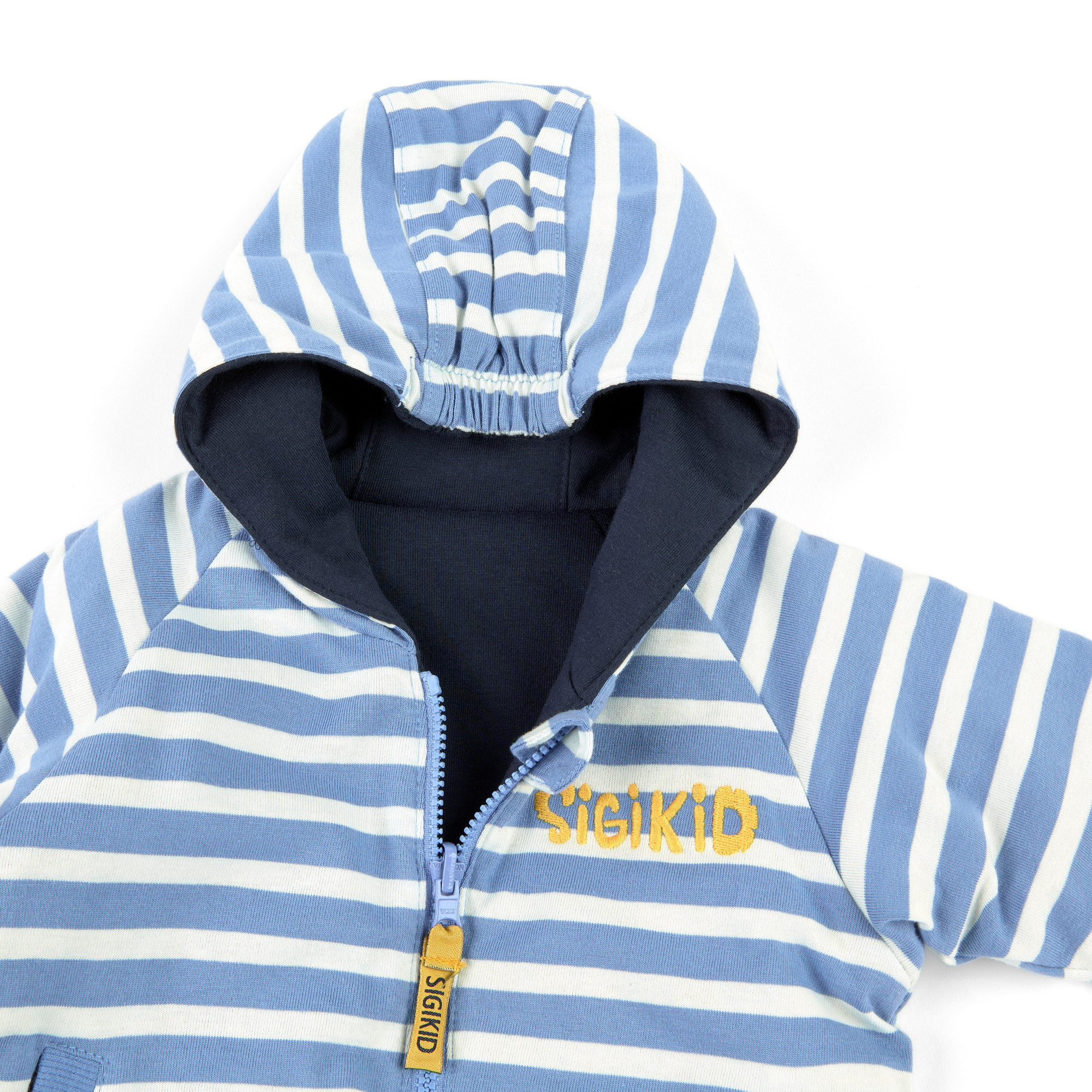 Wattierte Baby Wendejacke Traktor, dunkelblau und blau-w