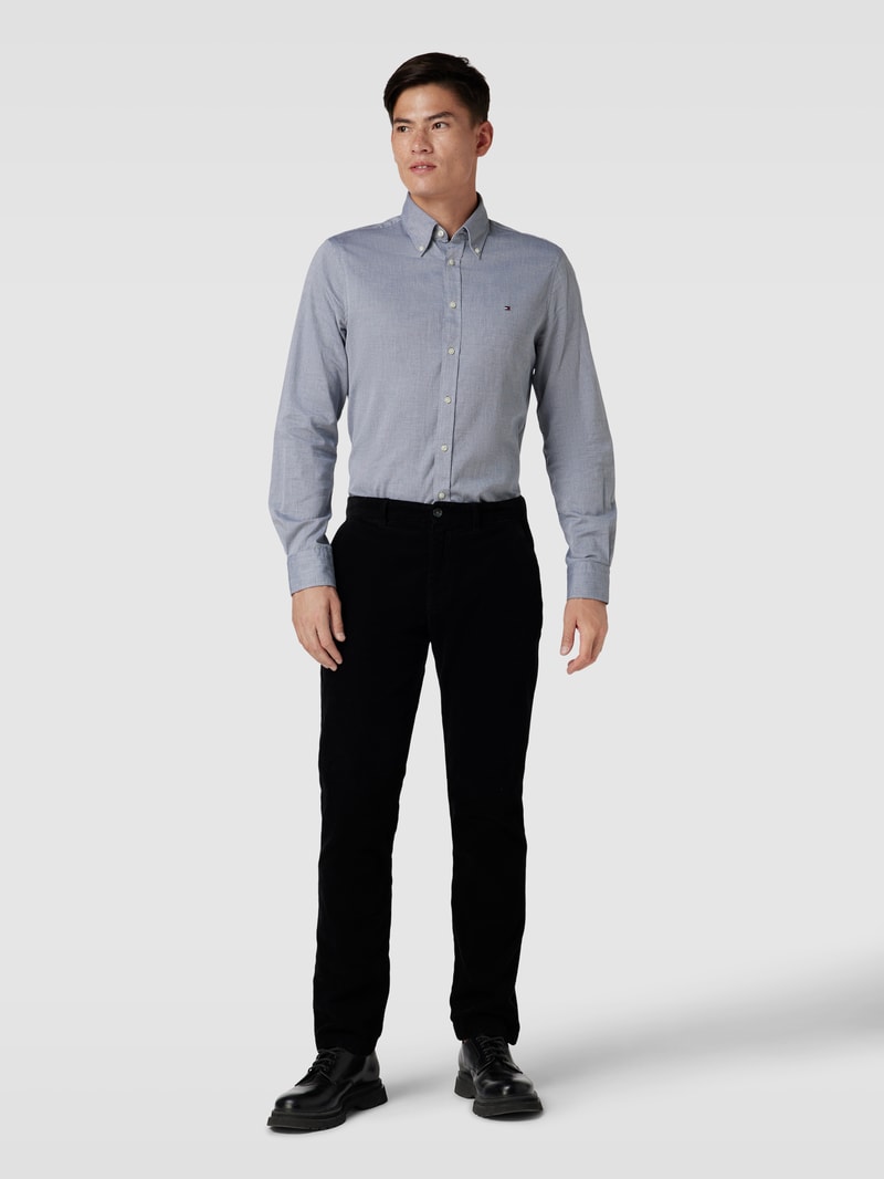 Cordhose mit Logo-Stitching Modell 'DENTON' in schwarz