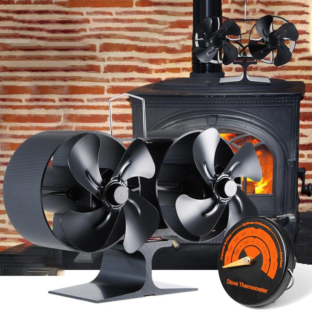 AKKEE Kaminventilator 8 Blättern Kaminbesteck Lüfter Leiser Kamin Ventilator Ofenventilator, Ohne Strom, Kaminlüfter für Holz/Brennholz/Feuerstelle/Ofenrohr
