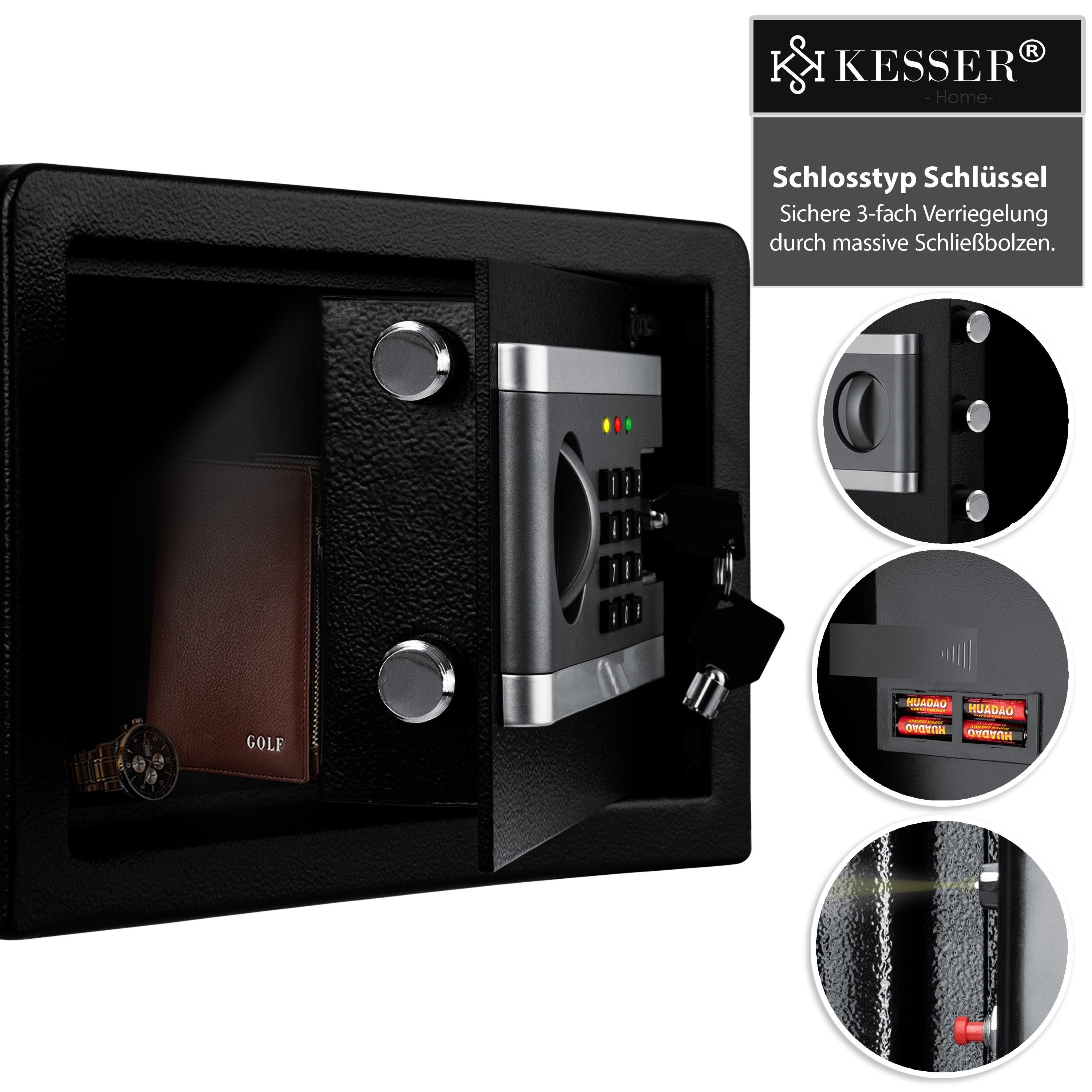 KESSER Tresor, Elektrischer Tresor Inkl. Batteriebox Elektronischer Safe 3
