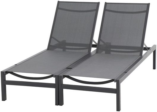 Siena Garden Gartensessel Remini, Loungerset 2 tlg. Alu,matt-anthrazit, Textilbezug